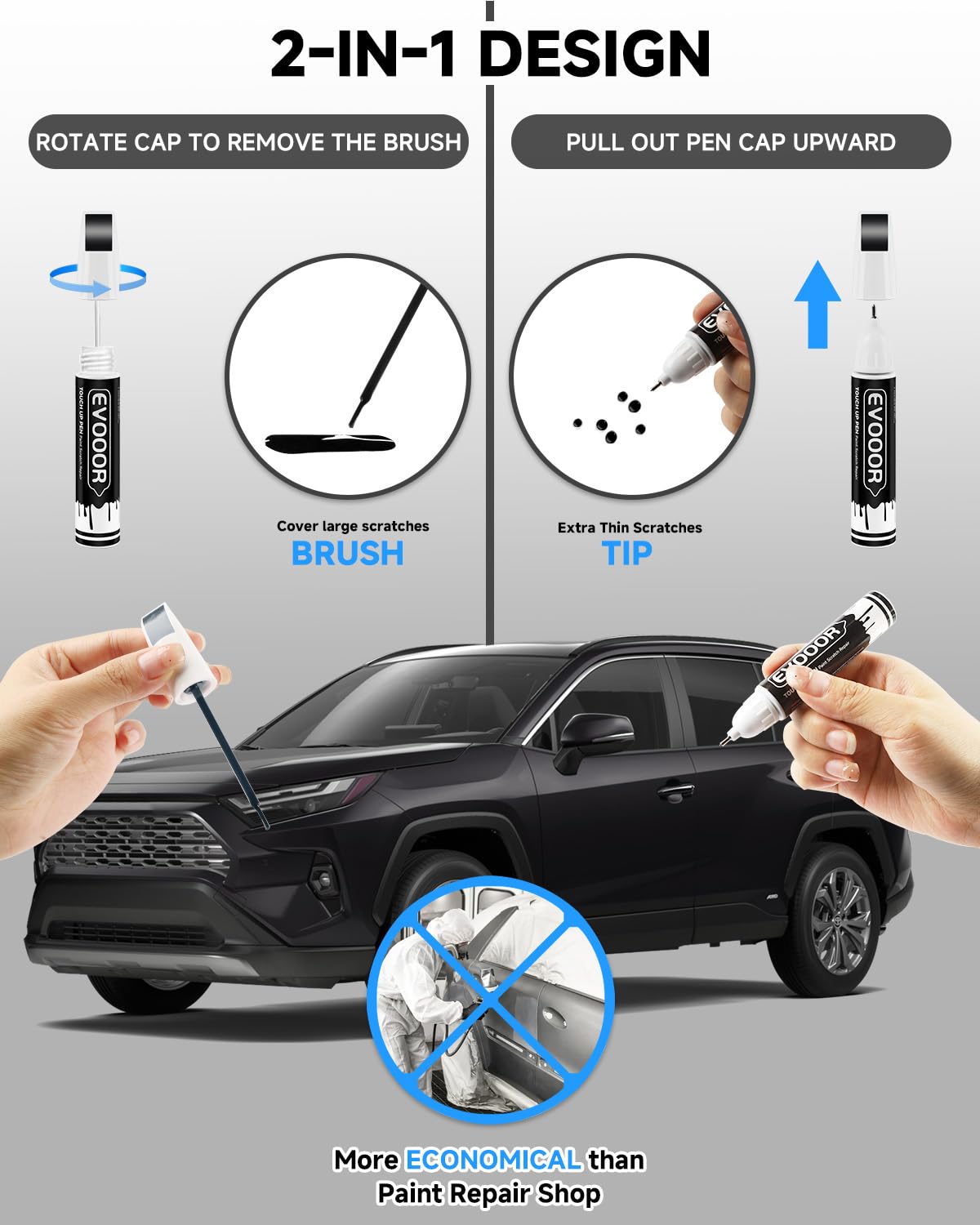 Amazon.com: EVOOOR 202 Black Touch Up Paint Compatible with Toyota